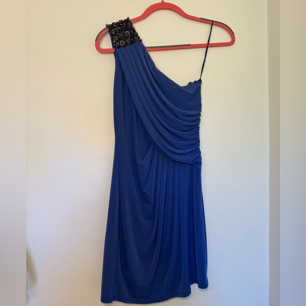 One shoulder Grecian style dress with shoulder detail